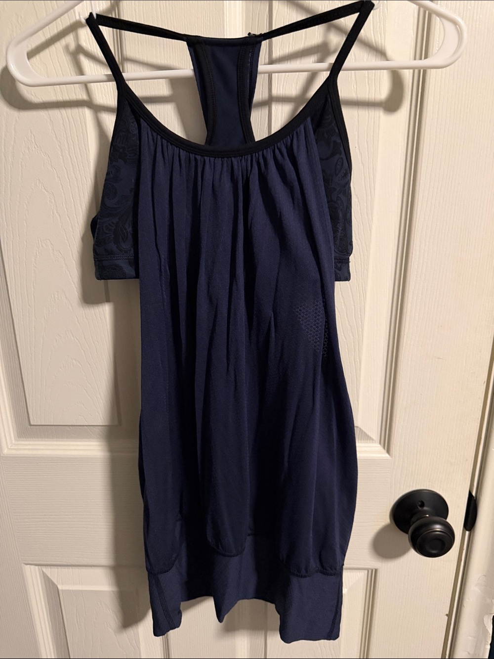 lululemon Dark Navy Paisley-Patterned Sports Bra with Tank Top